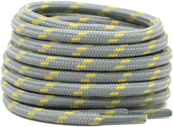 GRAH SANGRAH® (2 Pair) Shoelaces for Hiking Shoes, Outdoor Walking Sneakers, Outdoor Hiking, Climbing, Basketball, Work Boot, Running , Sport Shoes - 120 cm, Light Grey Yellow